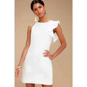 Lulus Dinah White One-shoulder Dress - Size S